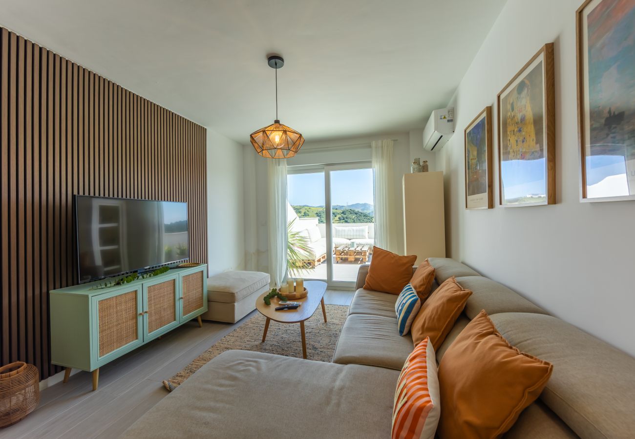 Apartamento en Tarifa - Terraza con vistas al mar y África y piscina