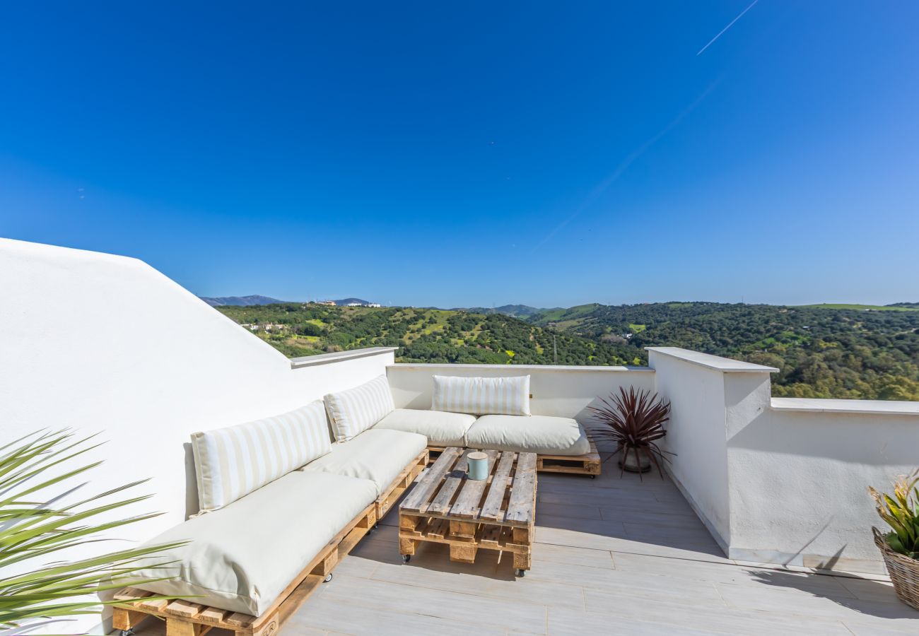 Apartamento en Tarifa - Terraza con vistas al mar y África y piscina
