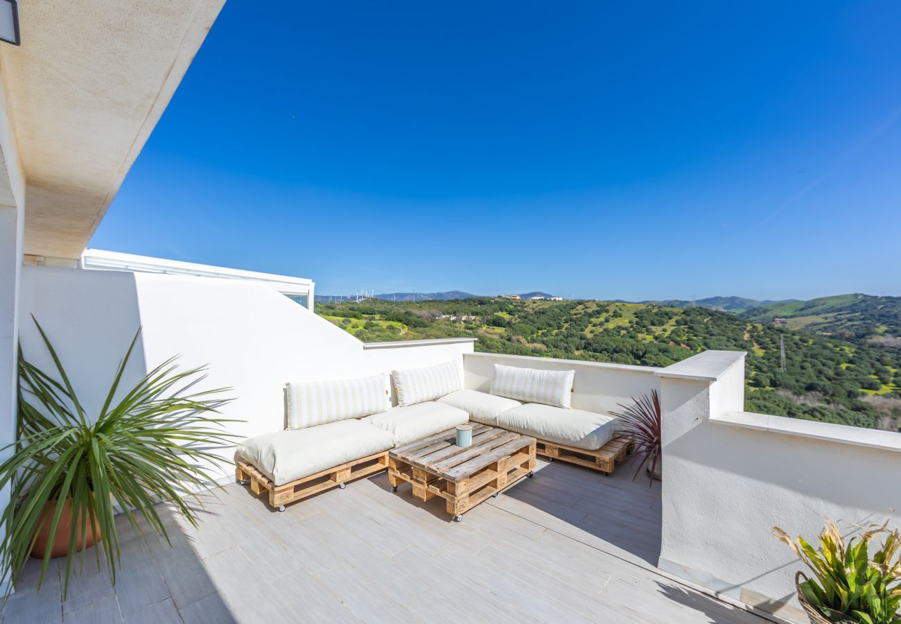 Apartamento en Tarifa - Terraza con vistas al mar y África y piscina