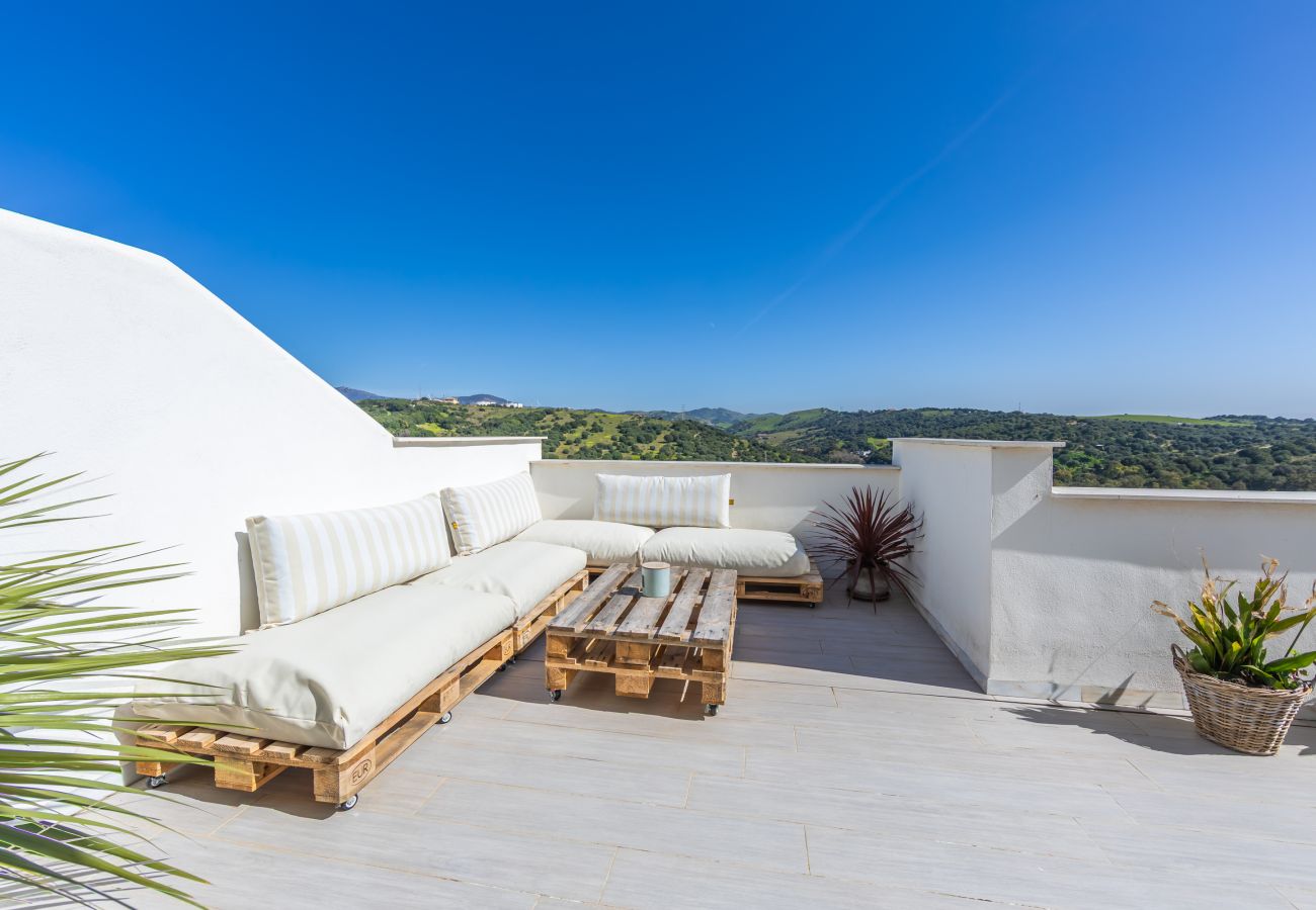 Apartamento en Tarifa - Terraza con vistas al mar y África y piscina