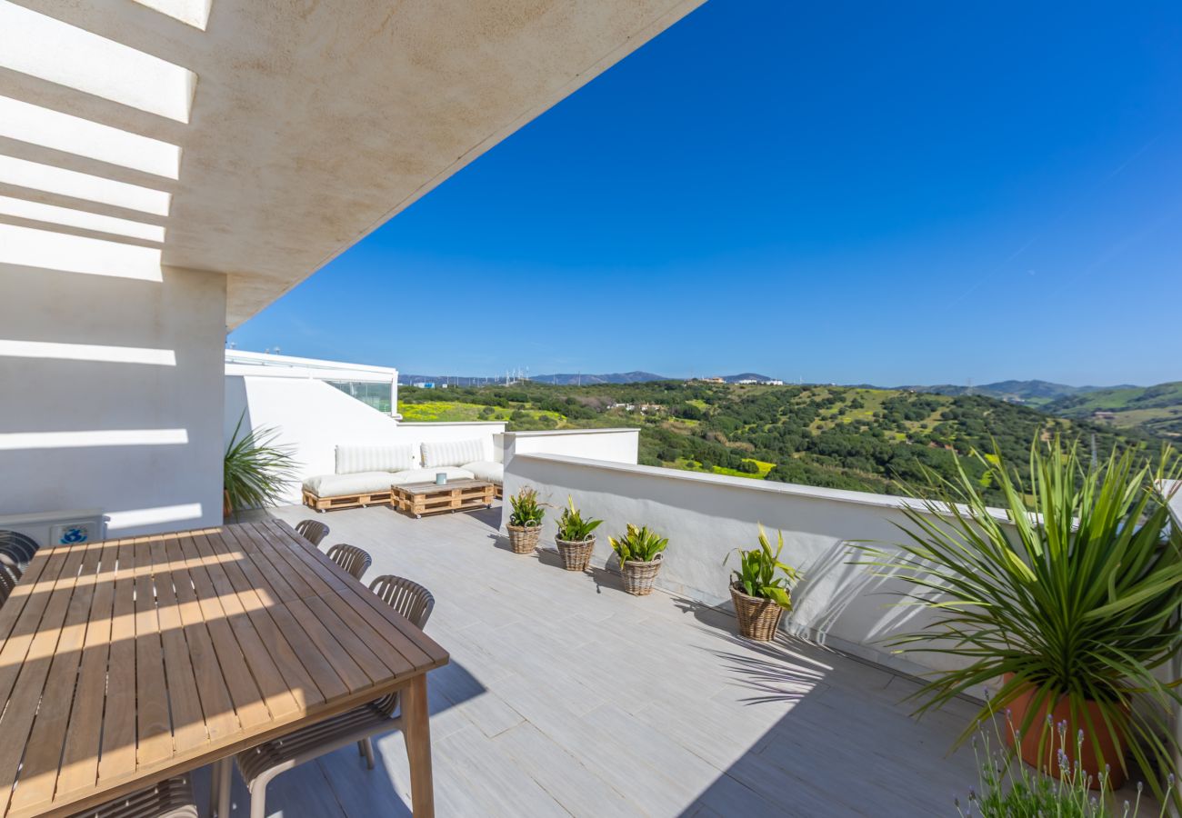 Apartamento en Tarifa - Terraza con vistas al mar y África y piscina